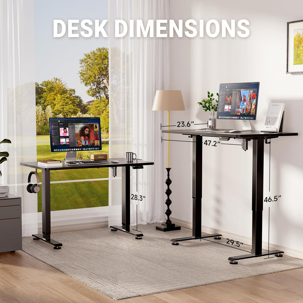 VEKEN 47.2" Adjustable Height Standing Desk - Modern Office Table