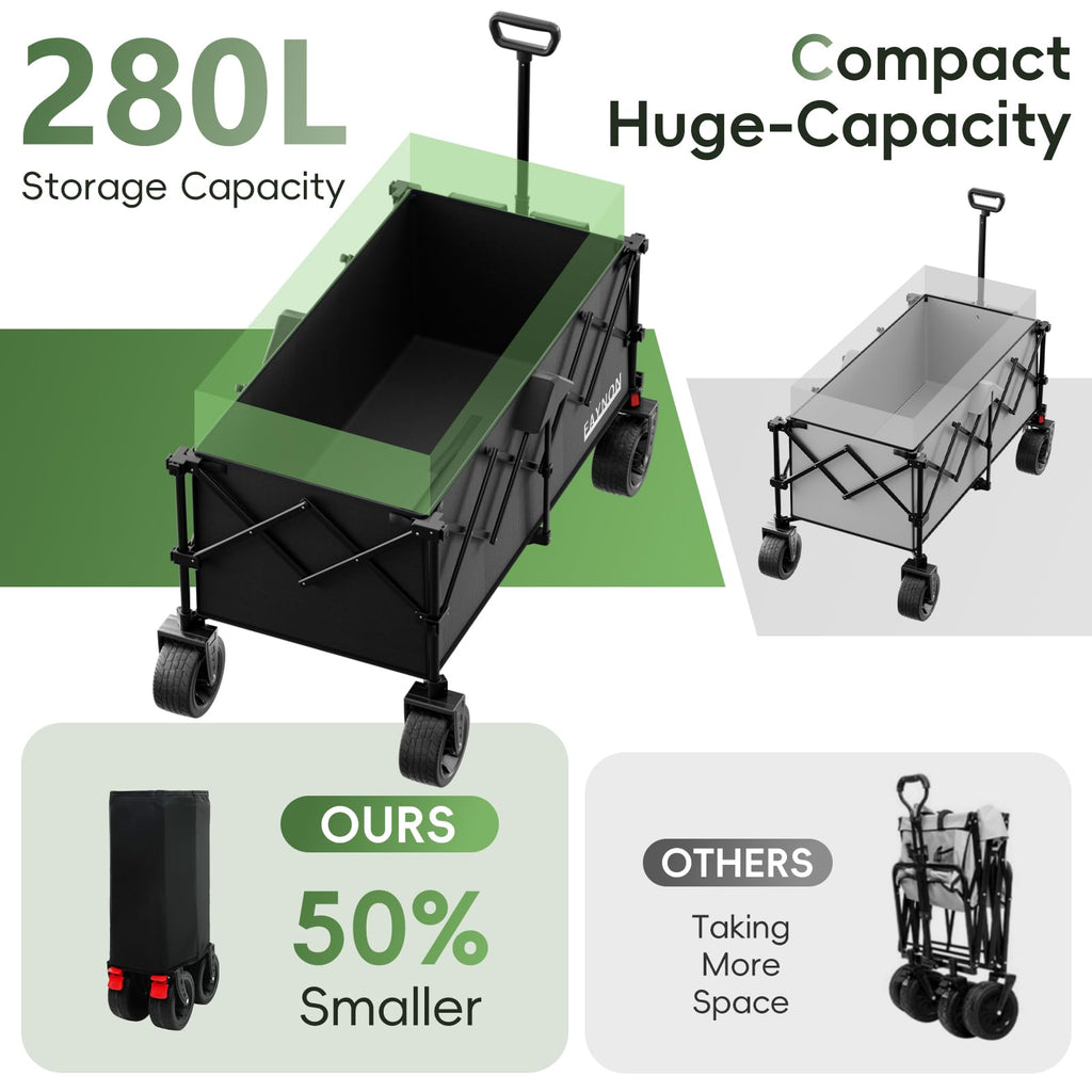 EAYNON 46" Collapsible Wagon - 500LB Capacity, All-Terrain