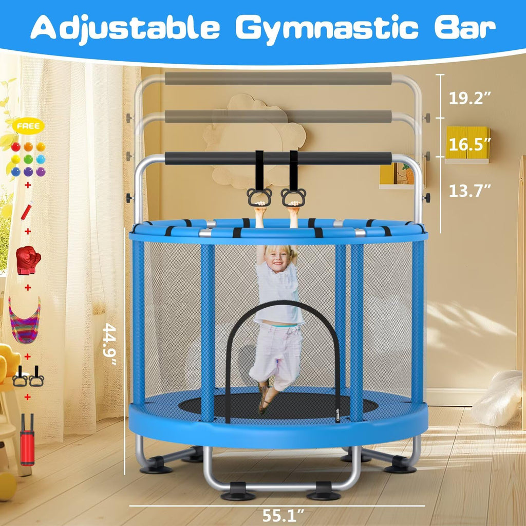 ZCMHAXJ 55" Kids Trampoline with Enclosure & Adjustable Bar