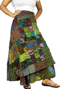 2026 Long Flowy Maxi Skirts for Women – Elastic High Waist Wrap Trendy Skirt - Boho Tiedye Patched Women's Skirt