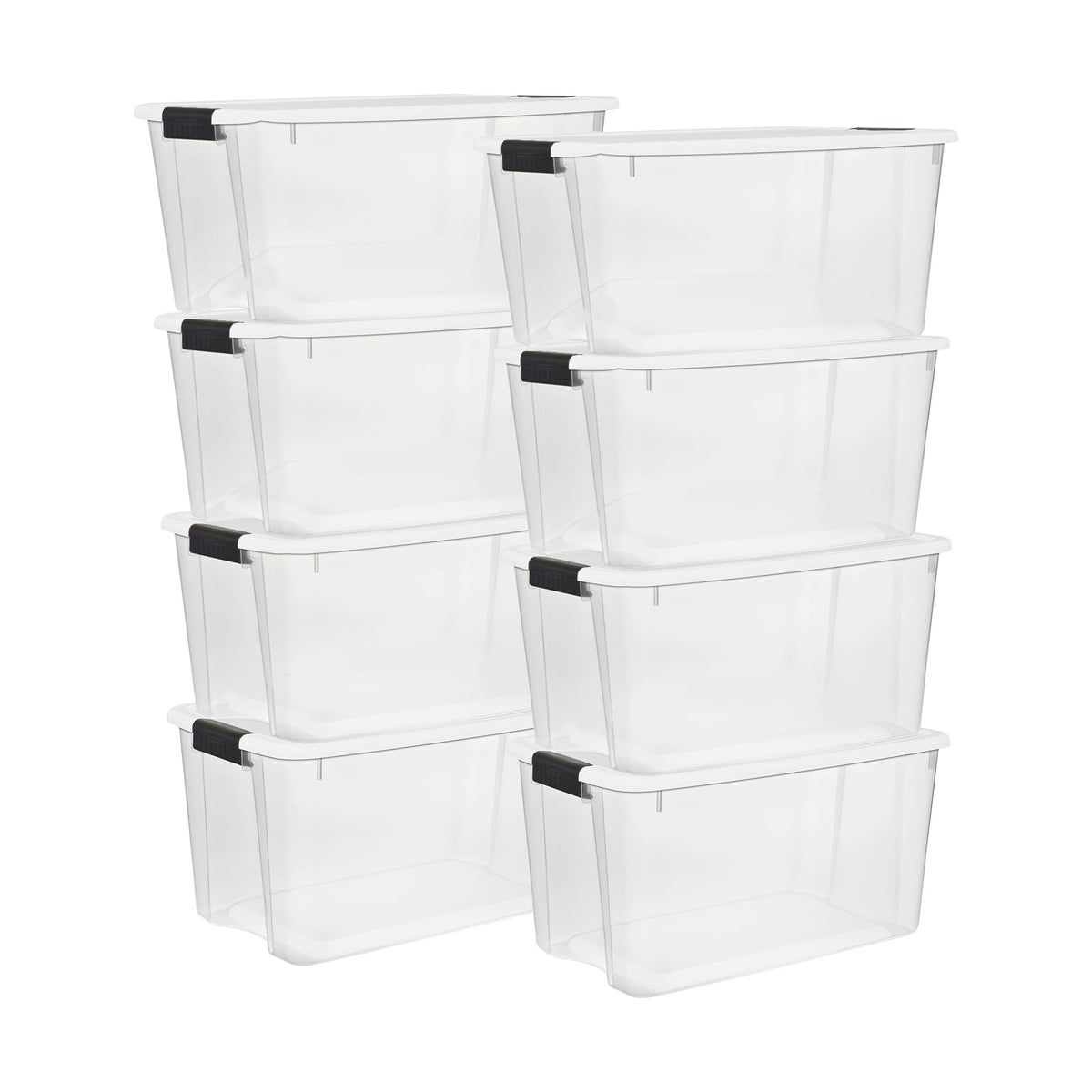 STERILITE 8-Pack 70 Quart Latching Storage Bins - Clear Plastic