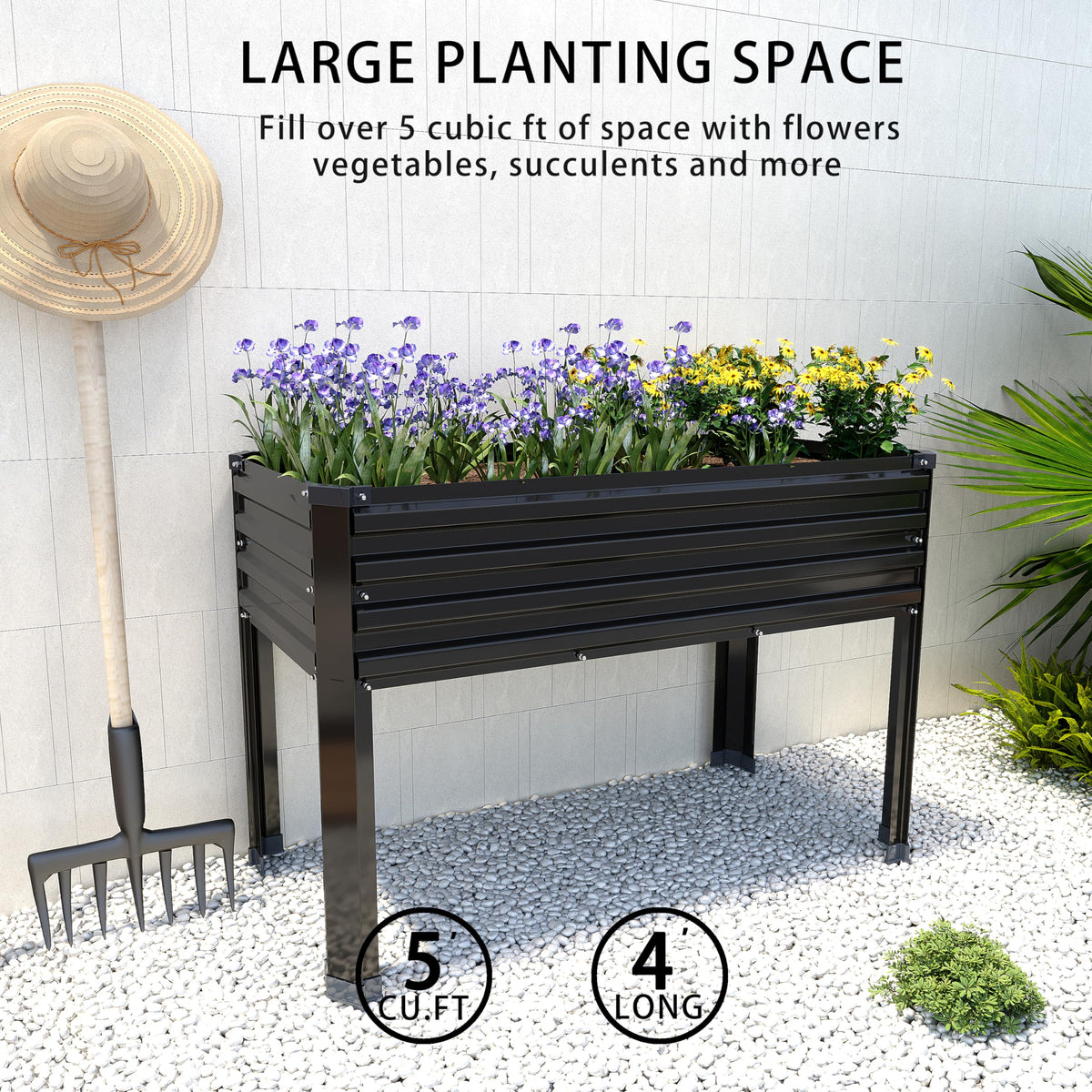 DIIYIV 2PCS Galvanized Elevated Garden Bed with Legs