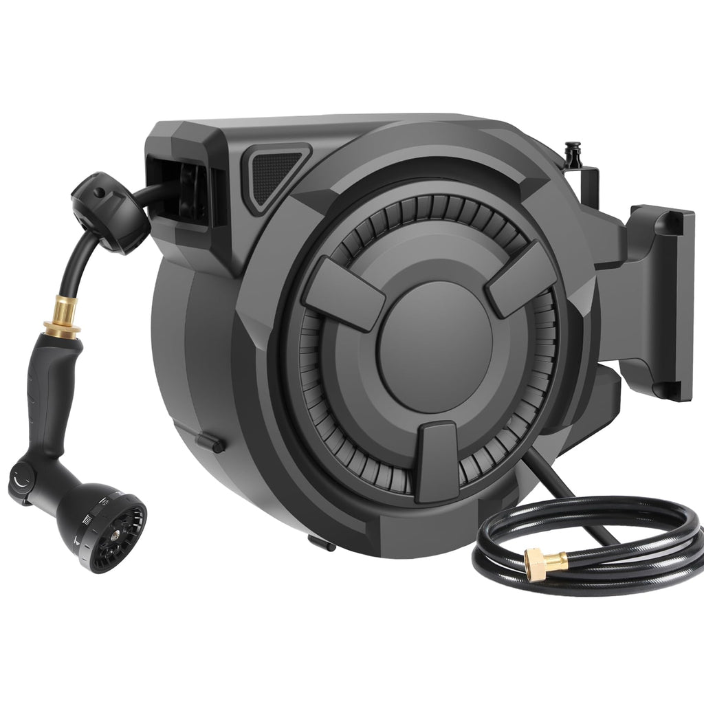WIKIWIKI Retractable Garden Hose Reel 1/2" x 100 ft - Heavy Duty