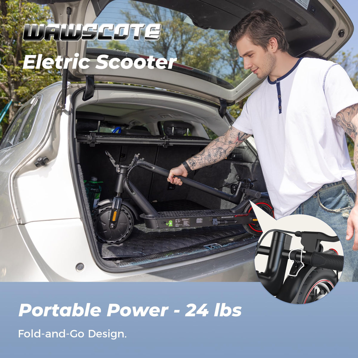 WAWSCOTE Electric Scooter for Adults - 500W Motor, 21 Miles Range