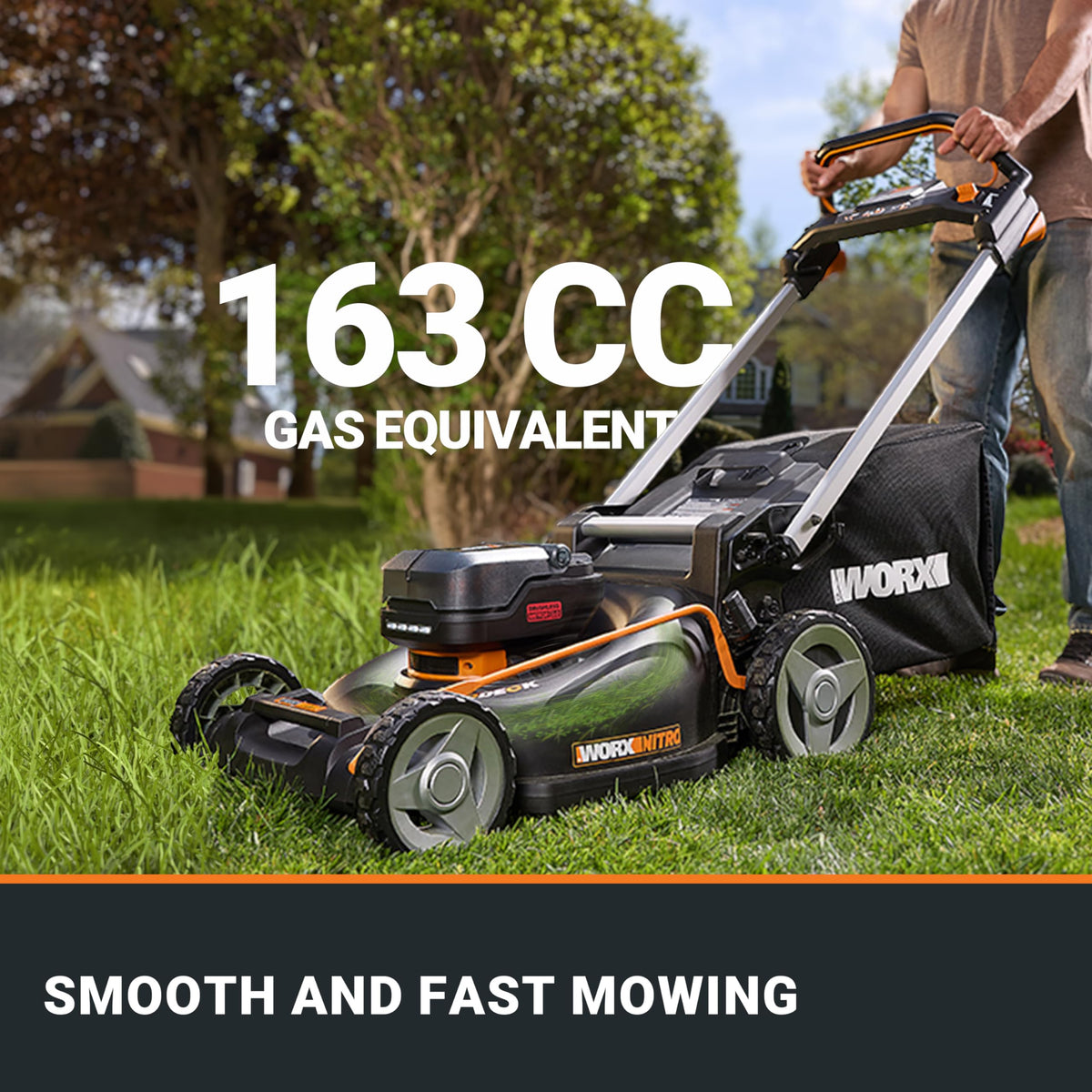WORX Nitro 21" Cordless Electric Lawn Mower with Batteries