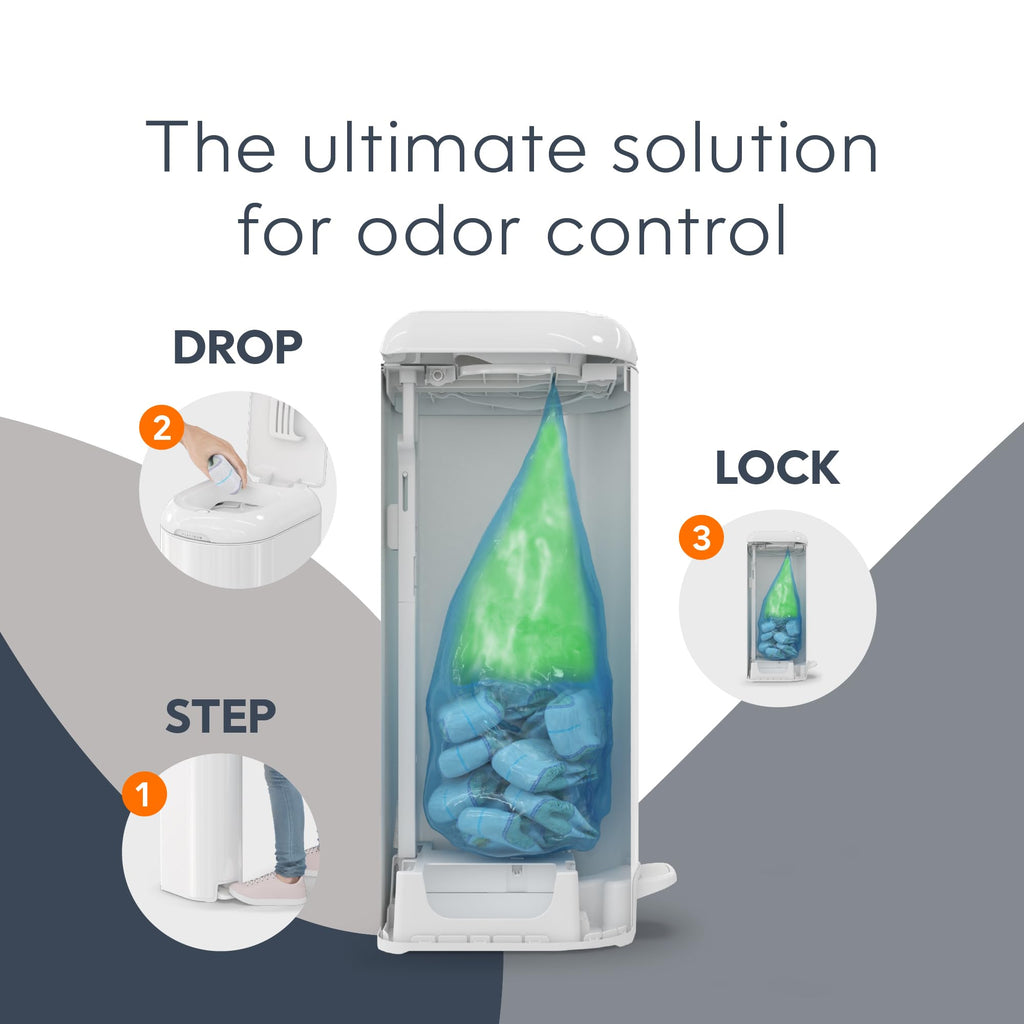 DIAPER GENIE Platinum Diaper Pail Gift Set | Hands-Free Odor Control