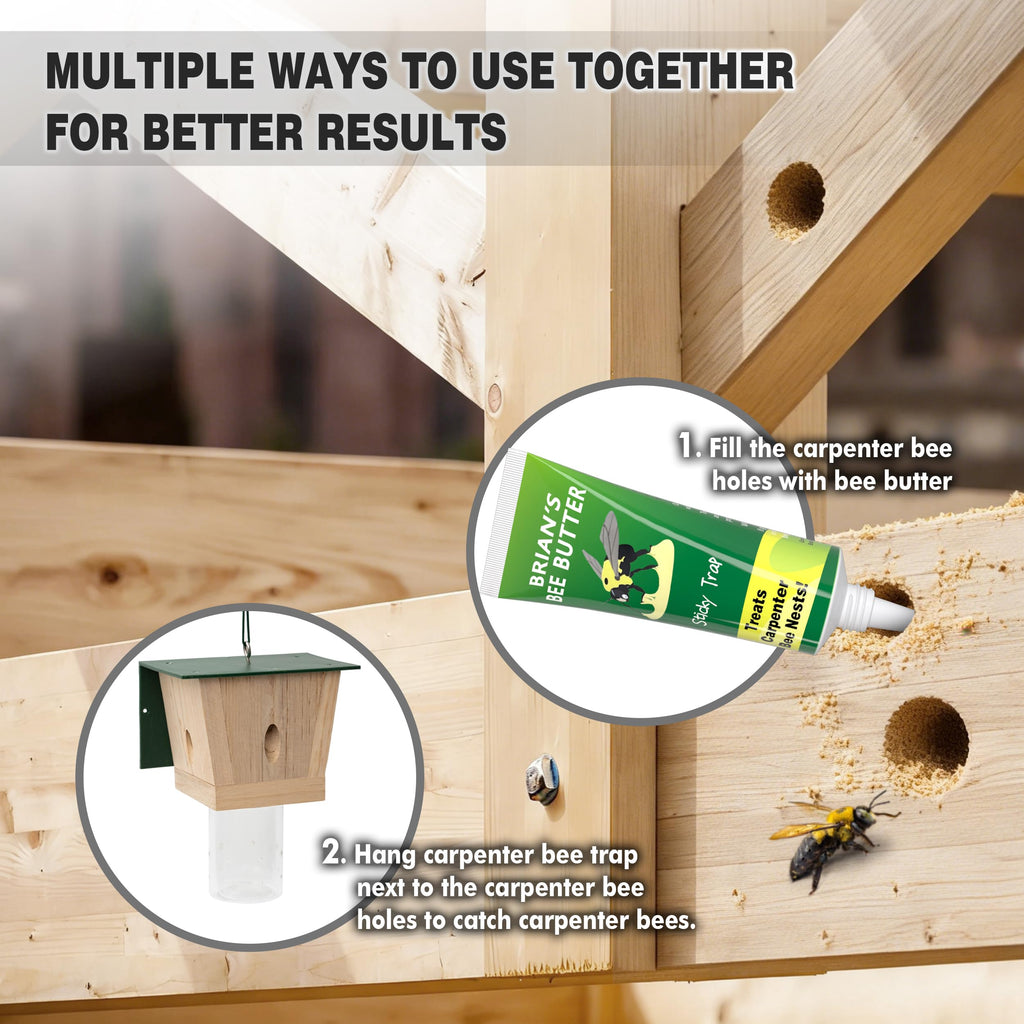 BEST BEE TRAP Carpenter Bee Trap - Outdoor Wooden Insect Traps (4 Pack)