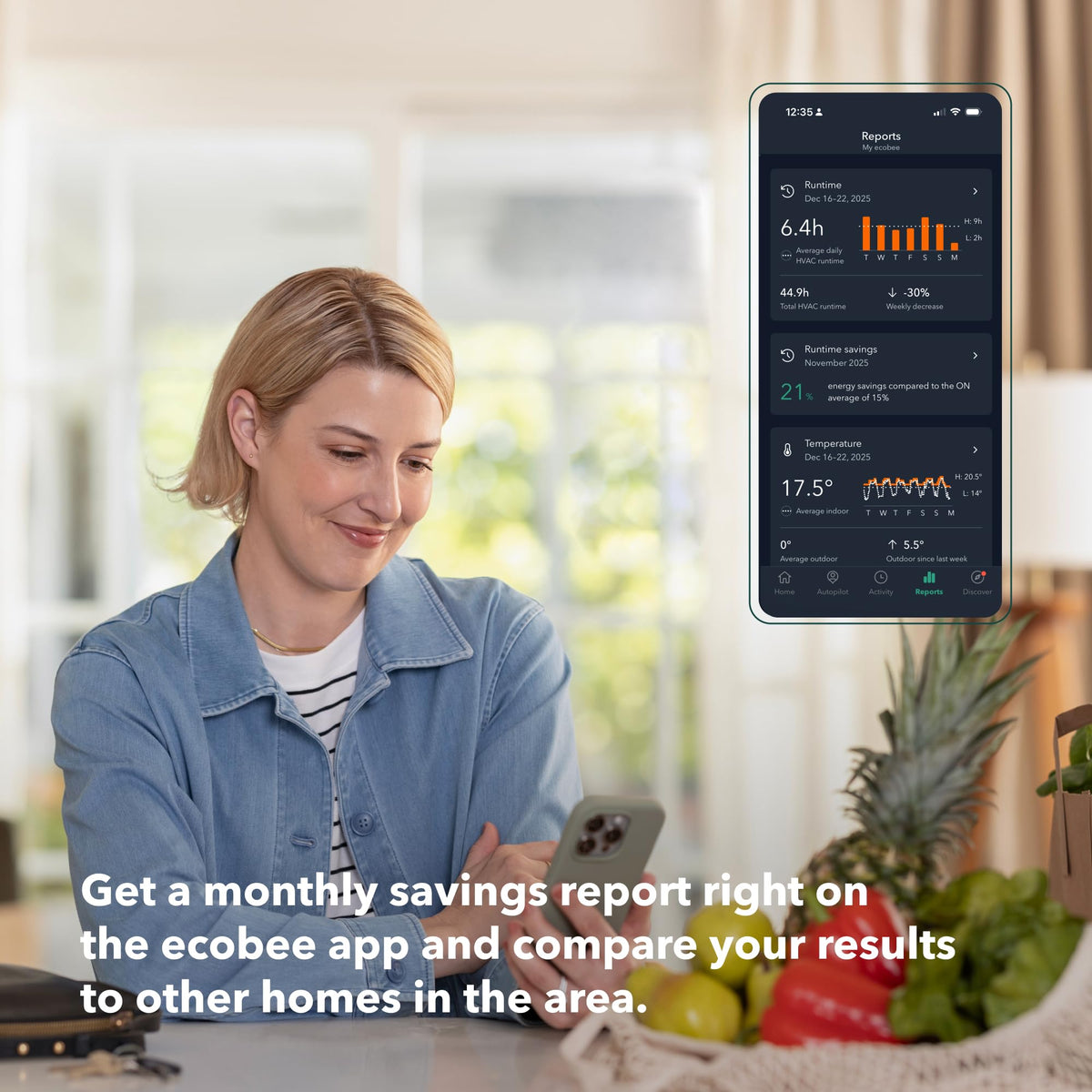 ECOBEE Smart Thermostat Enhanced - WiFi, Works with Siri, Alexa