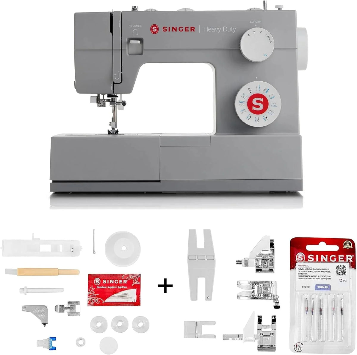 SINGER Heavy Duty 4423 High Speed Sewing Machine with Accessory Kit | Strong Motor With Enhanced Piercing Power, 97 Stitch Applications, Full Metal frame, 1-step Buttonhole & LED Light