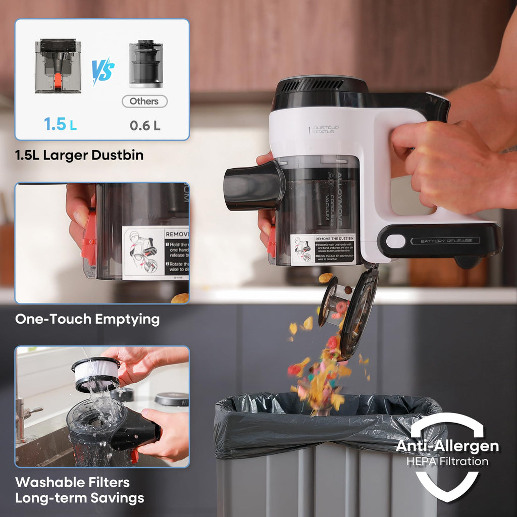 YONNDER M1 Cordless Vacuum Cleaner - 550W, 70Mins, Anti-Tangle