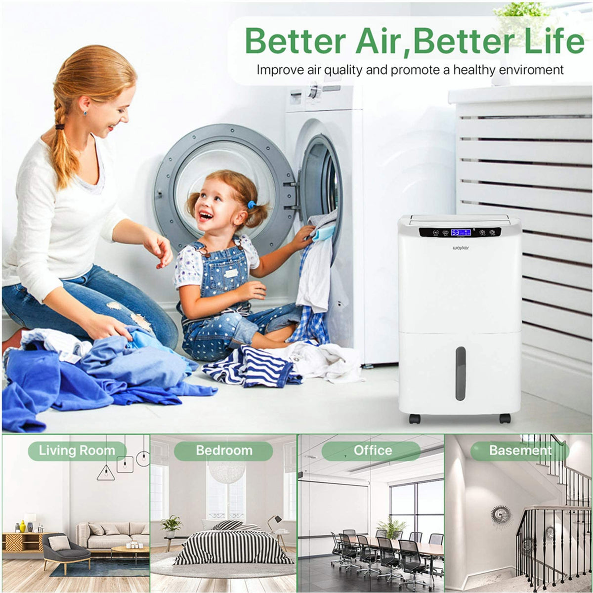 WAYKAR 34 Pints Energy Star Dehumidifier for 2,000 Sq. Ft.