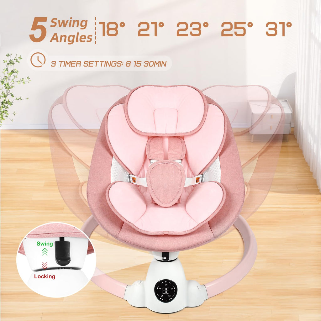 UUOEEBB Baby Swing for Infants - Portable Electric Pink