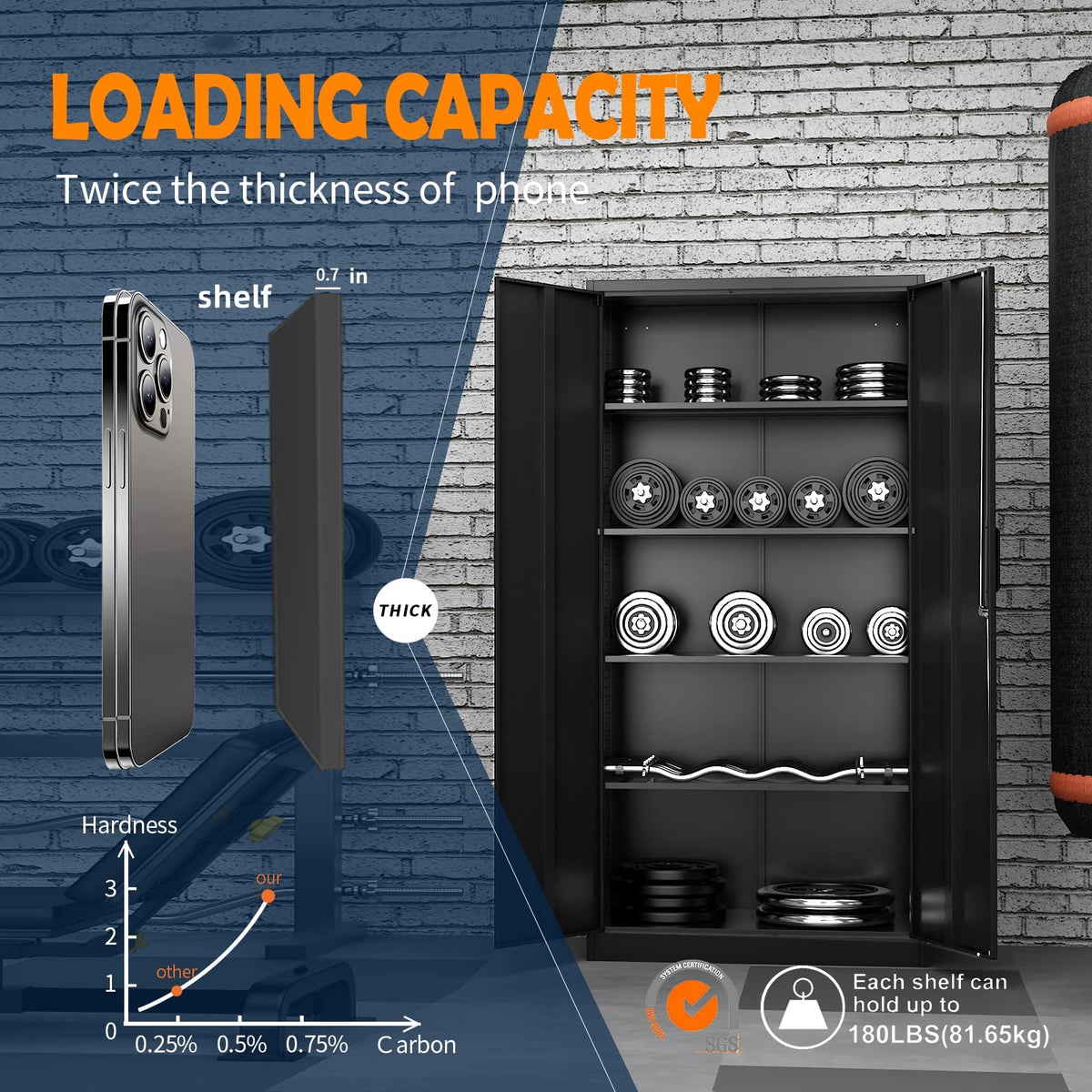 YIZOSH Metal Storage Cabinet with Lock - 72" Steel Unit