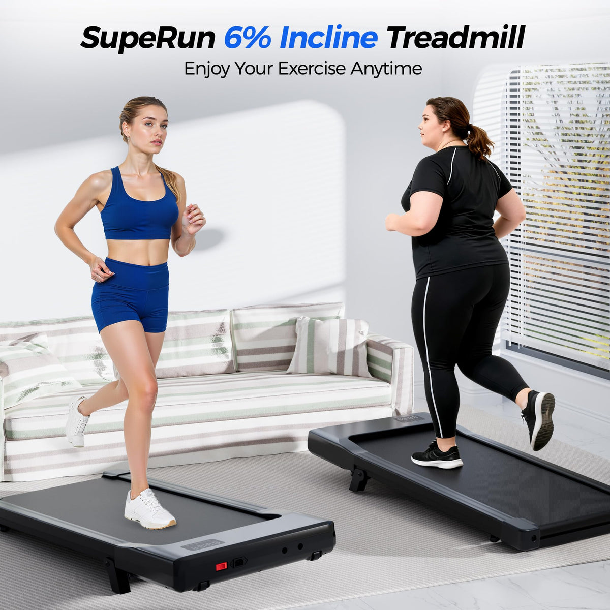 SUPERUN Walking Pad with Incline - 3 in 1 Portable Treadmill