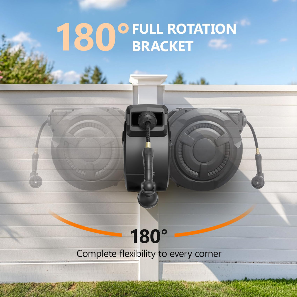 WIKIWIKI Retractable Garden Hose Reel 1/2" x 100 ft - Heavy Duty