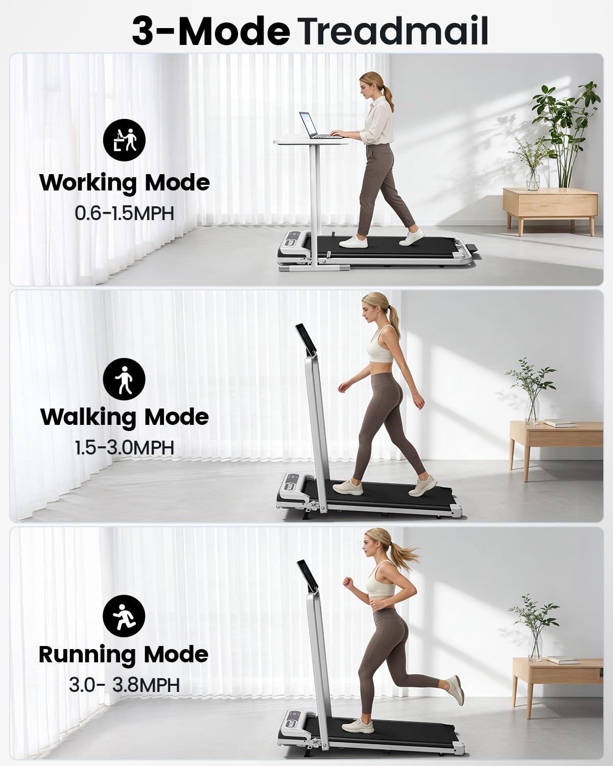 YAGUD Walking Pad Treadmill for Home Office & Jogging