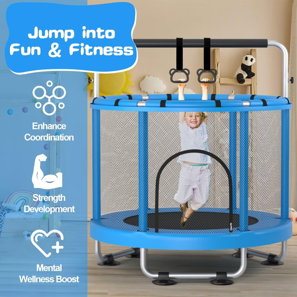 ZCMHAXJ 55" Kids Trampoline with Enclosure & Adjustable Bar