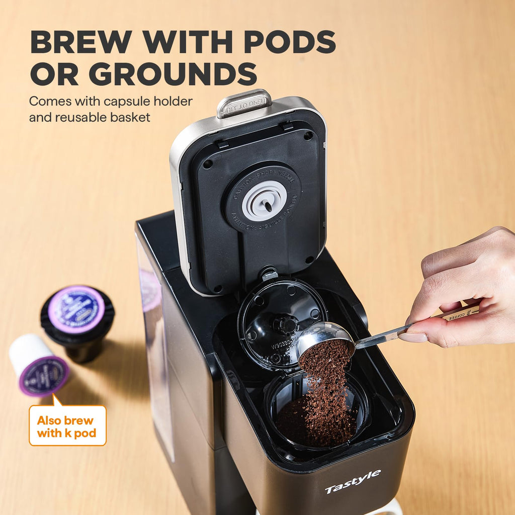 TASTYLE Single Serve Coffee Maker for K Cup & Grounds