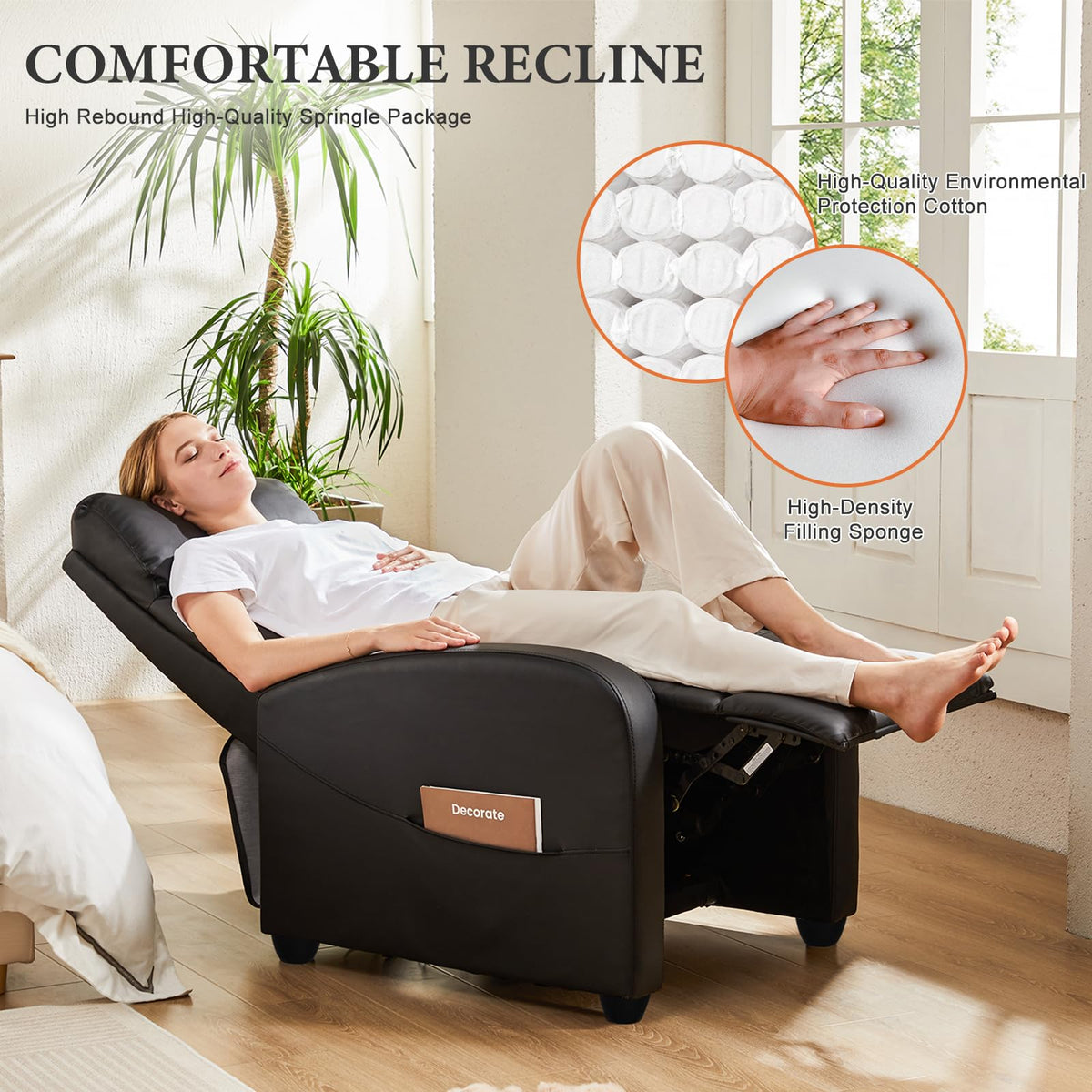 SWEETCRISPY Massage Recliner Chair - Adjustable Lumbar Support