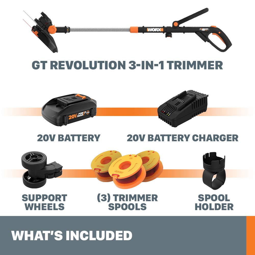 WORX WG170.2 Cordless String Trimmer & Lawn Edger, 20V