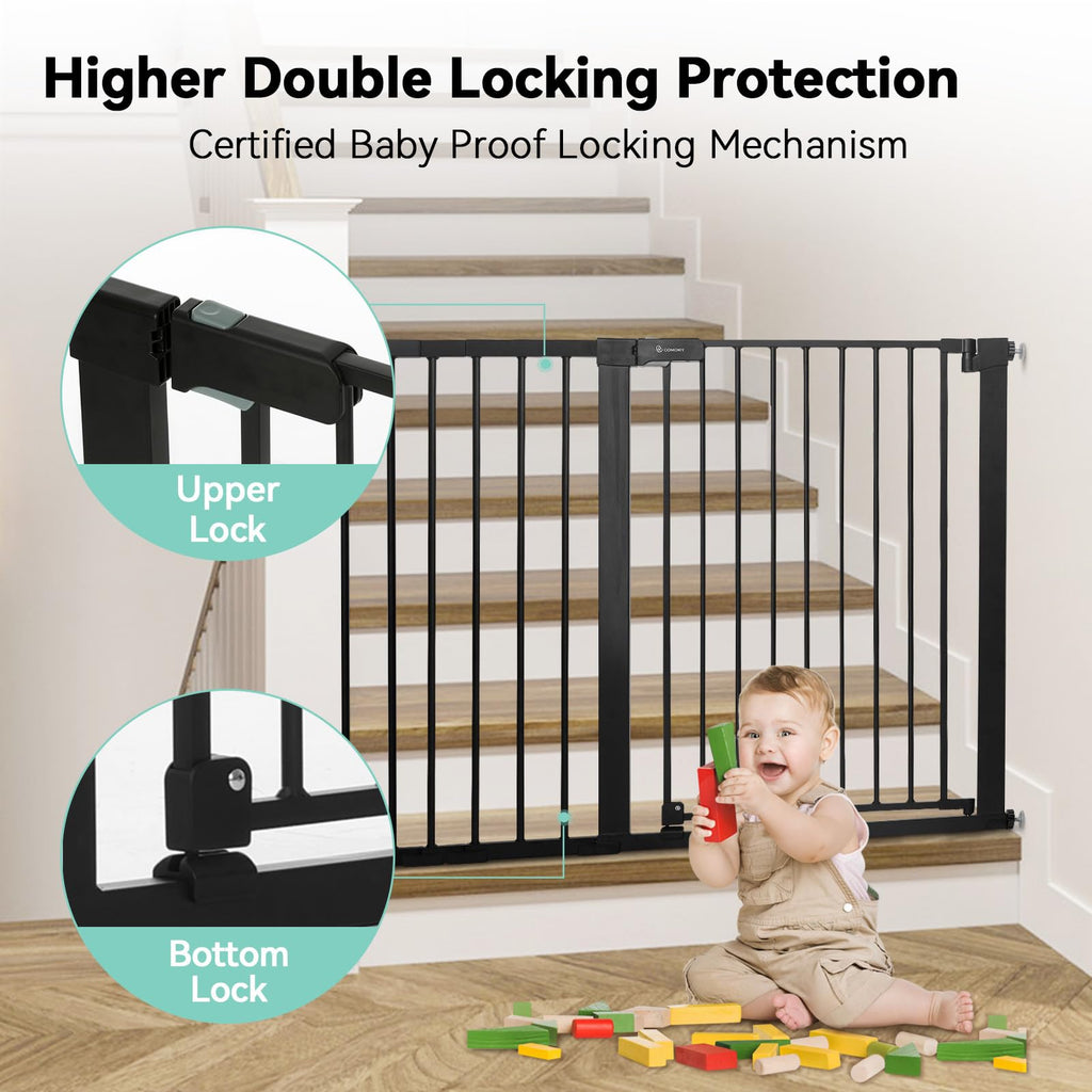 COMOMY 36" Extra Tall Baby Gate - Adjustable for Stairs & Doorways