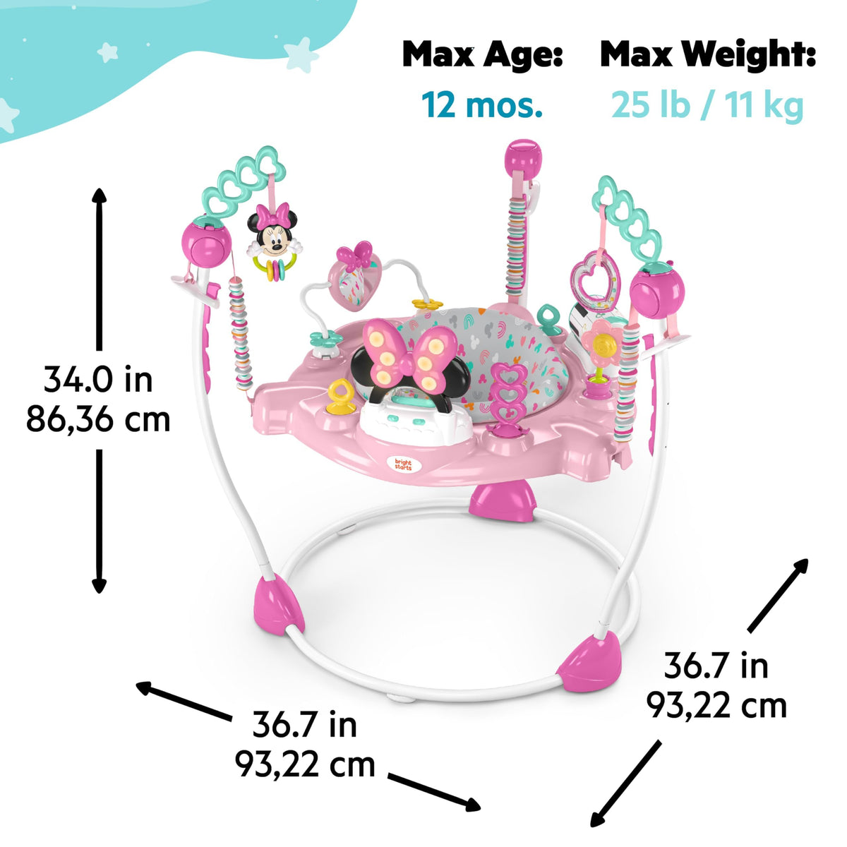 BRIGHT STARTS Minnie Mouse Baby Activity Center Jumper with Toys