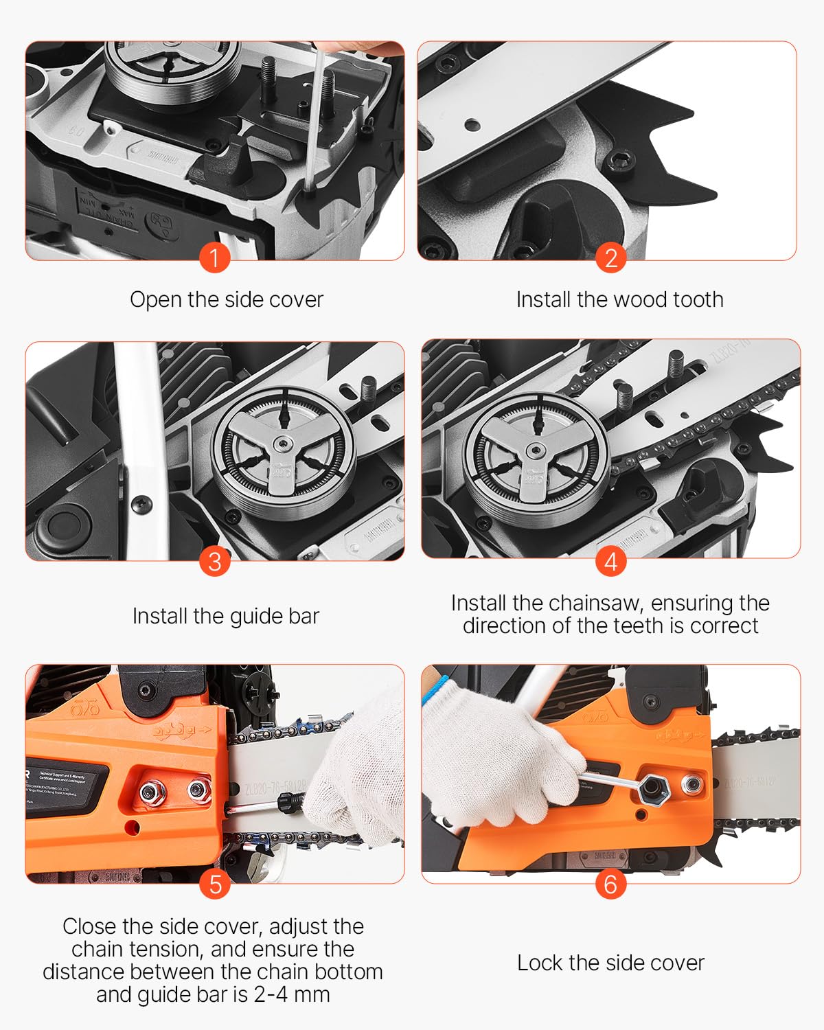 VEVOR 20-Inch 62CC Gas Chainsaw - 3.8 HP, Dual Fuel