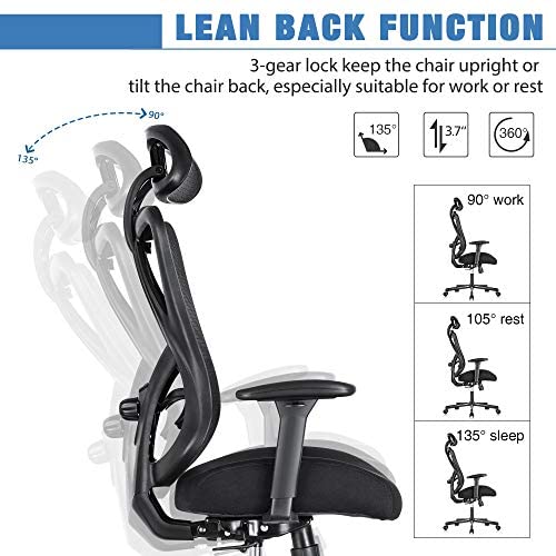 SUNNOW Ergonomic Office Chair, Mesh Computer Desk Chair , High Back Executive Task Chair