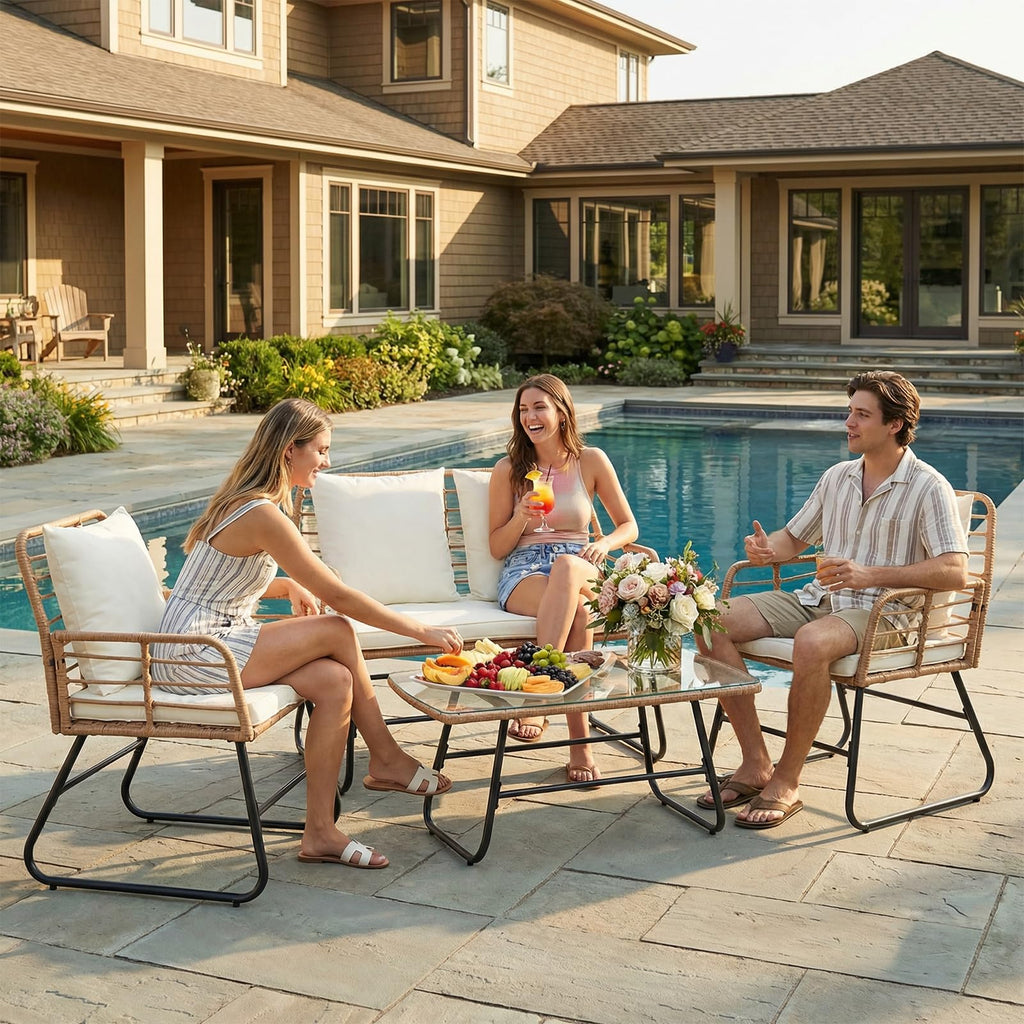 DUMOS Outdoor Wicker Patio Furniture Set with Cushions