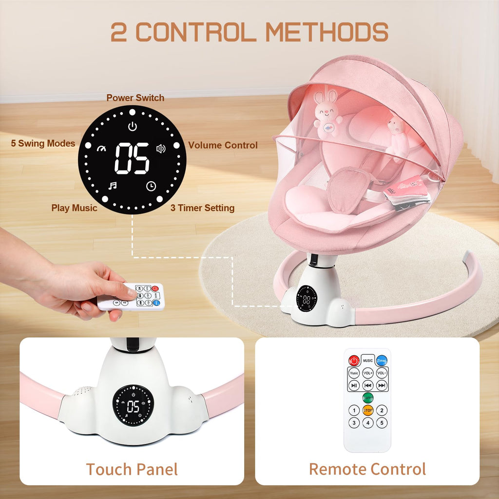 UUOEEBB Baby Swing for Infants - Portable Electric Pink