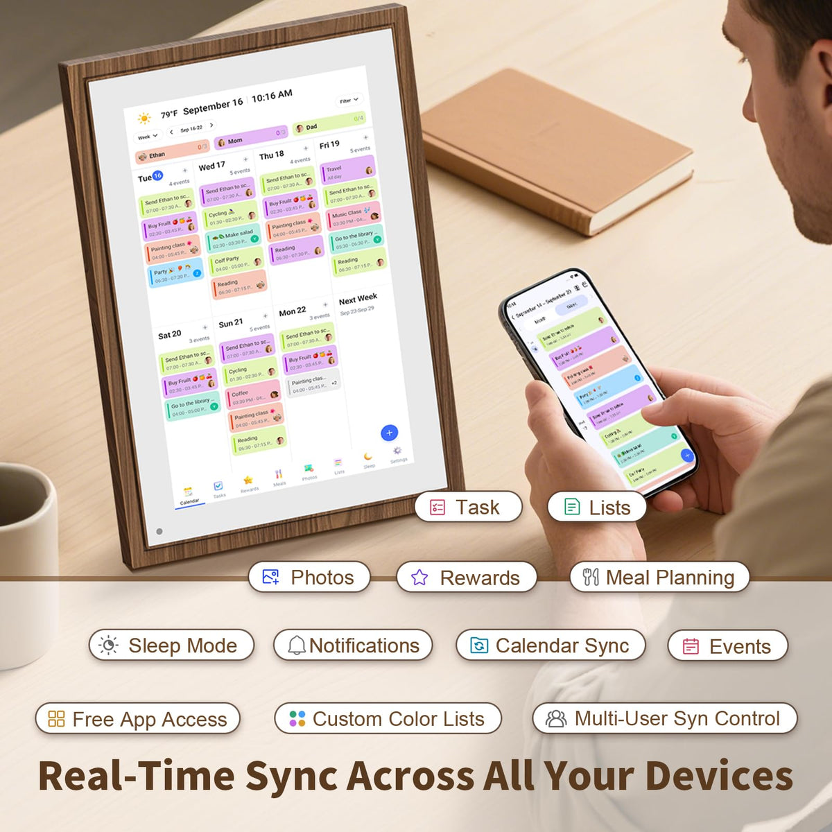 CANUPDOG 10.1 Inch Digital Calendar Chore Chart with Touchscreen