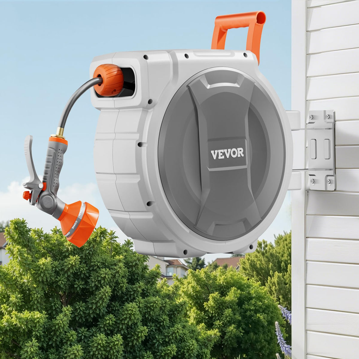 VEVOR Retractable Garden Hose Reel - 100 ft Wall Mounted