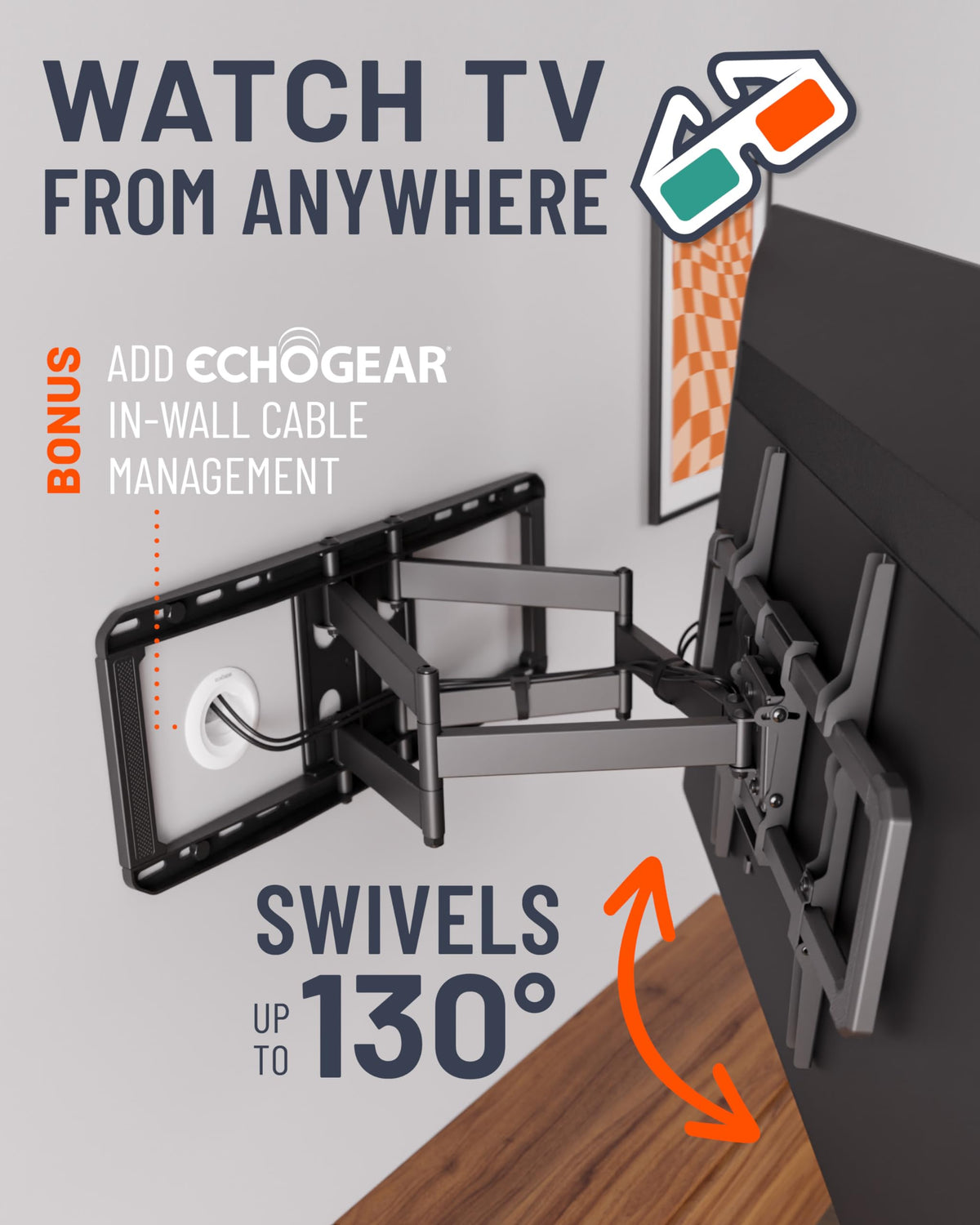 ECHOGEAR MaxMotion Full Motion TV Wall Mount for 42"-90" TVs