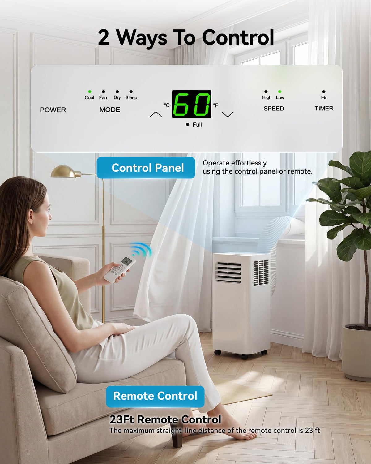 FEELFUNN 8000 BTU Portable Air Conditioner - 3-in-1 Quiet AC