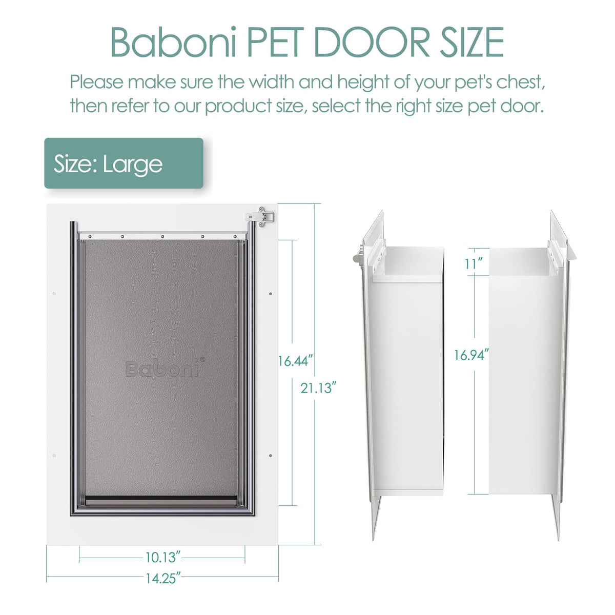 BABONI Pet Door for Wall - 3-Flap Steel Frame Cat & Dog Door