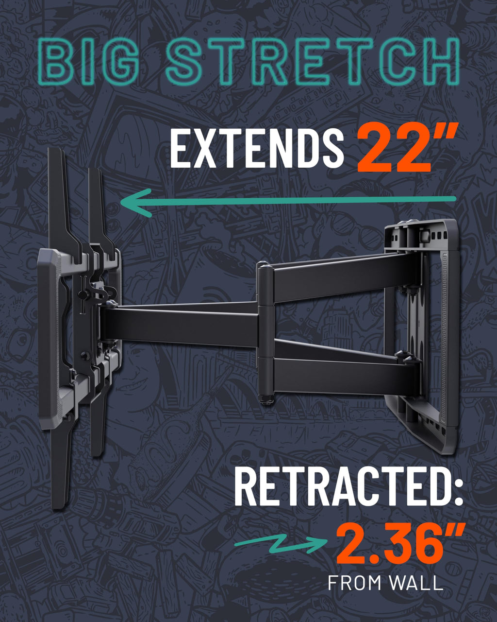 ECHOGEAR MaxMotion Full Motion TV Wall Mount for 42"-90" TVs