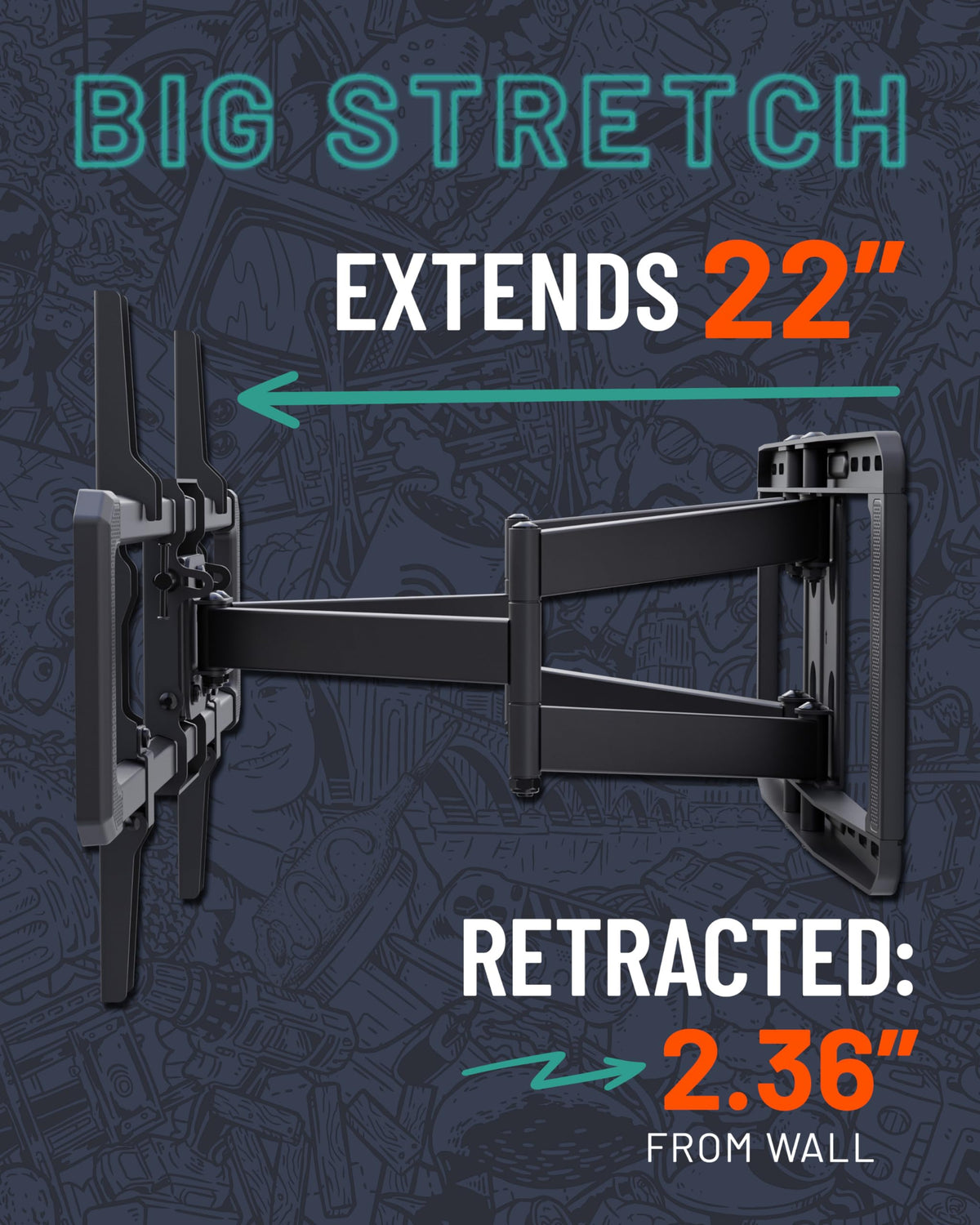 ECHOGEAR MaxMotion Full Motion TV Wall Mount for 42"-90" TVs