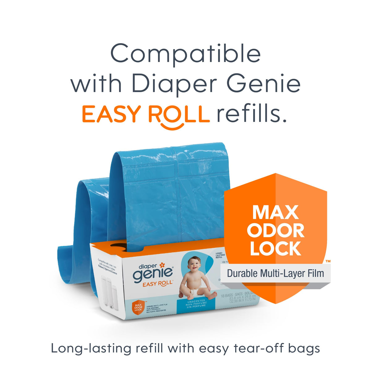 DIAPER GENIE Platinum Diaper Pail Gift Set | Hands-Free Odor Control