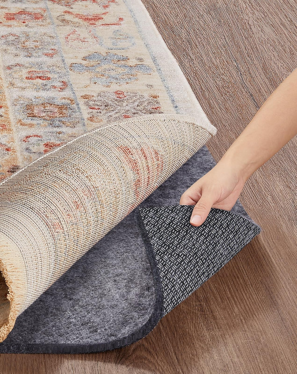 VEKEN Non-Slip Cushioned Rug Pad 9x12 ft for Hardwood Floors