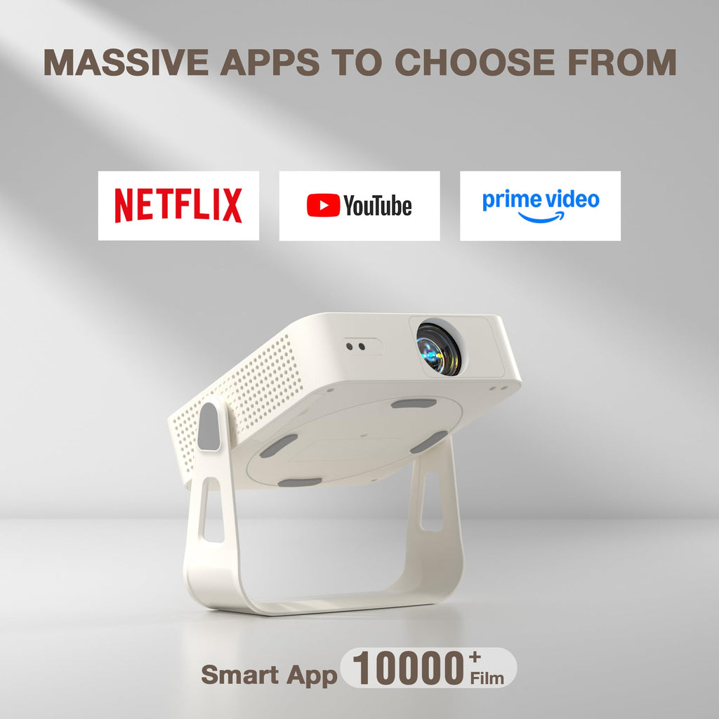 XUANPAD White Smart Mini Projector - WiFi, Bluetooth, 4K Support