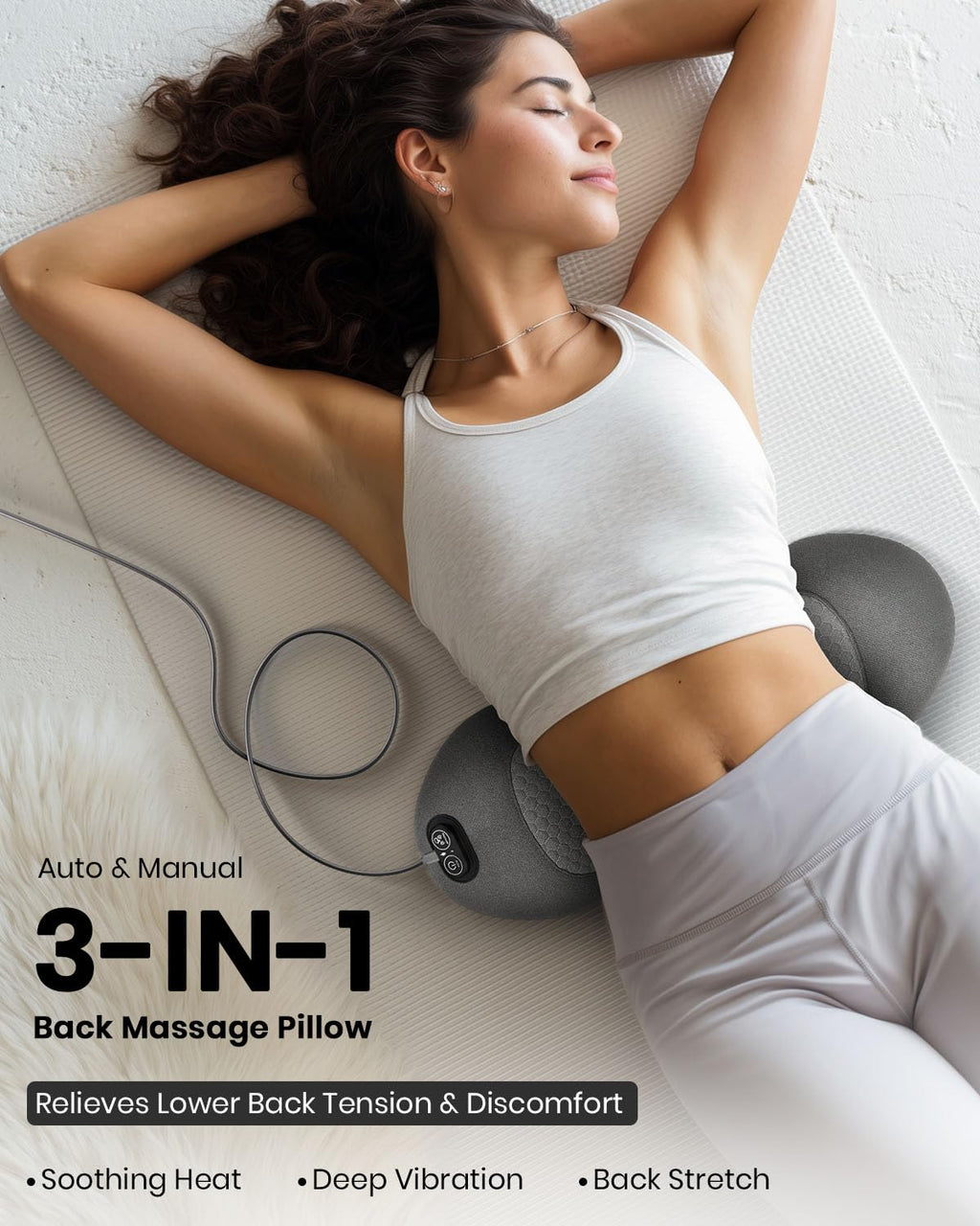 SWANCODE Triple Fusion Back Massager, 3-in-1 Heat & Vibration