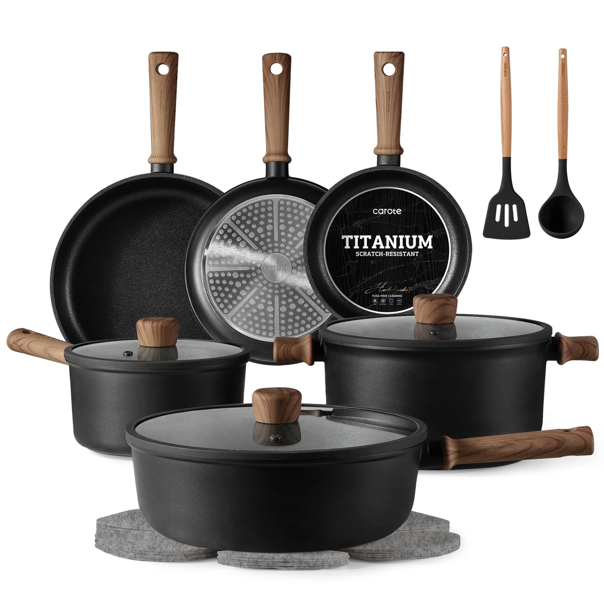 CAROTE Induction Nonstick Titanium Cookware Set 16pcs