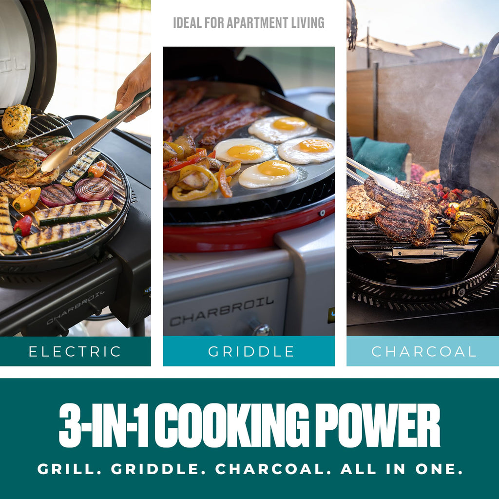 CHARBROIL 3-in-1 Dual Fuel Outdoor Bistro Electric Grill