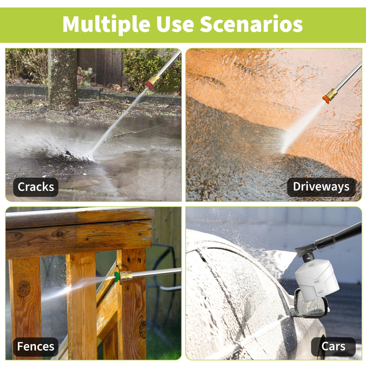 YERYORK Pressure Washer with 4 Wheels & Foam Cannon