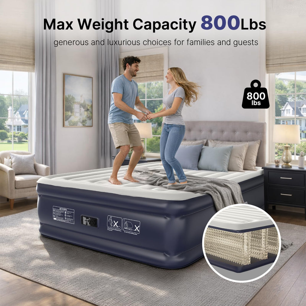 VOSSER Air Mattress Queen with Built-in Pump and 800lbs Support