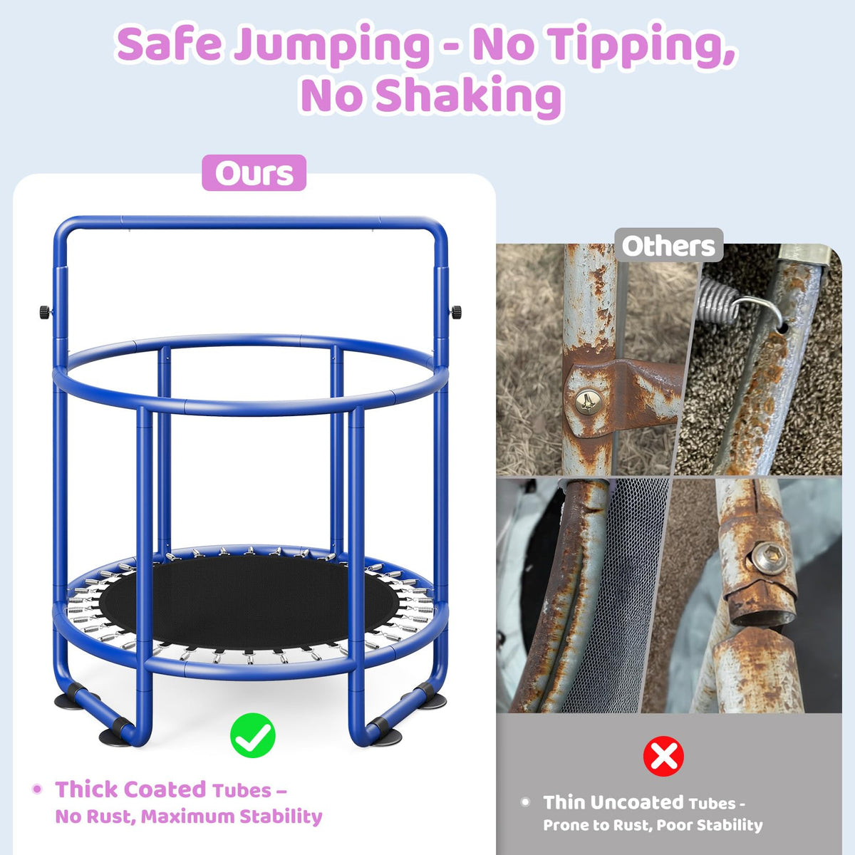 YOHOOD 55" Kids Trampoline with Enclosure & Adjustable Bars
