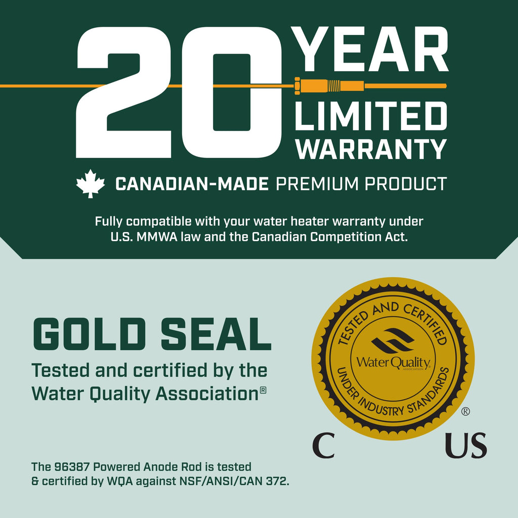 CORRO-PROTEC Powered Anode Rod for Water Heater - 20-Year Warranty