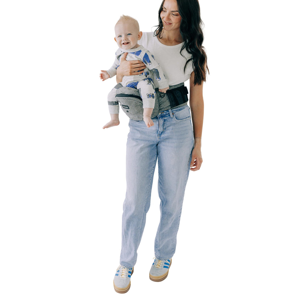 TUSHBABY Original Hip Seat Baby Carrier for Toddlers, Grey