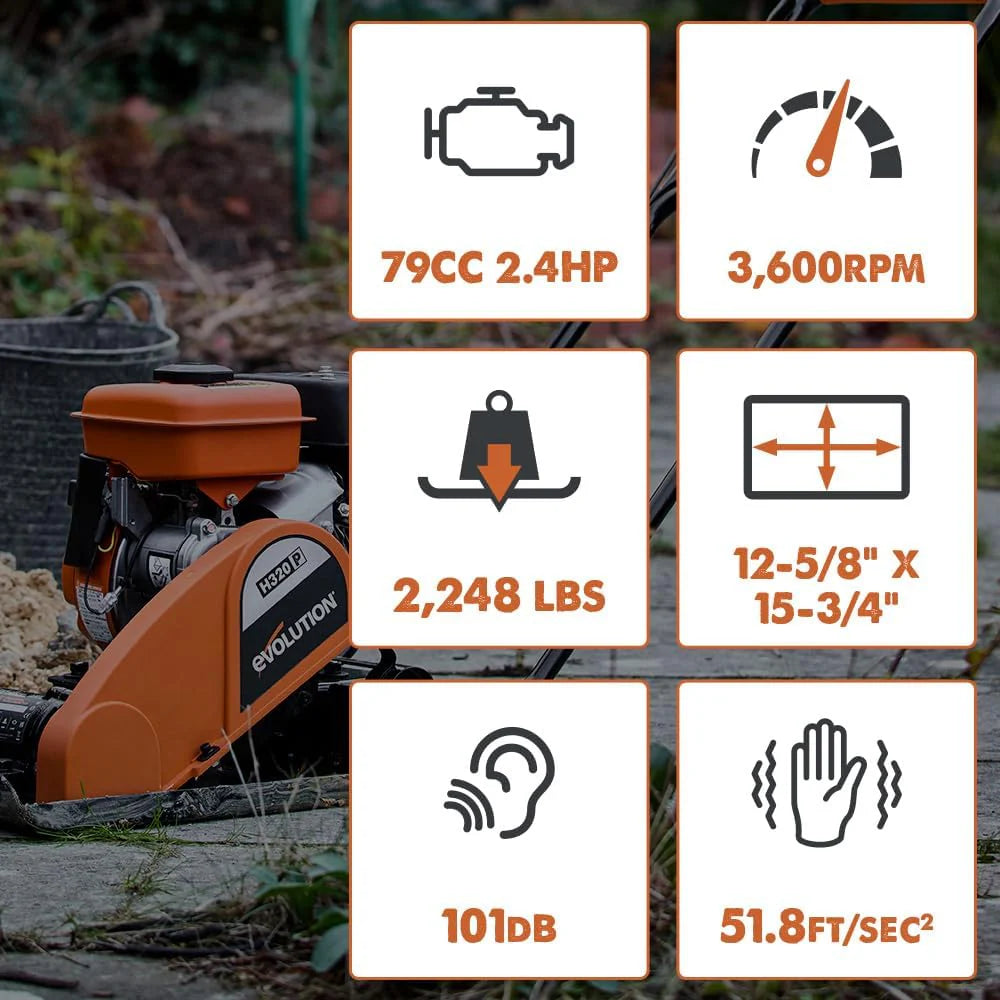 Electric Compactor Plate - Ideal For Levelling Pavement, Artificial Turf Ground Preparation, Patio, Blockwork, Sand, Soil & More