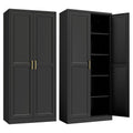 STEELOONG Black Metal Kitchen Pantry Cabinet with Adjustable Shelves